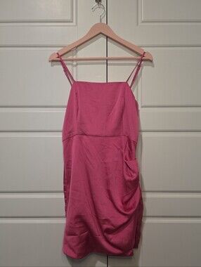 Showpo Pink Satin Mini Dress Size 6